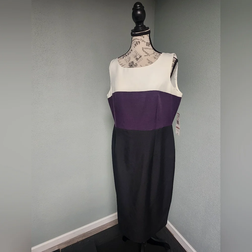 Black Label Black, Purple, and White Dress Size 12 - Picture 1 of 6